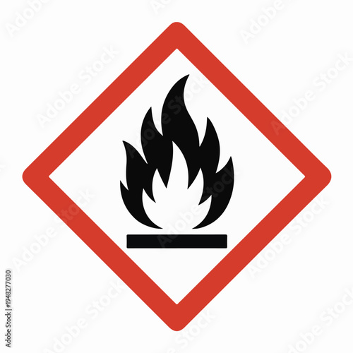 Flammable Symbol Hazard Warning Sign on White Background illustration fuk6rwrha