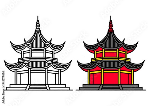 Japanese Chinese Pagoda Architecture Vector