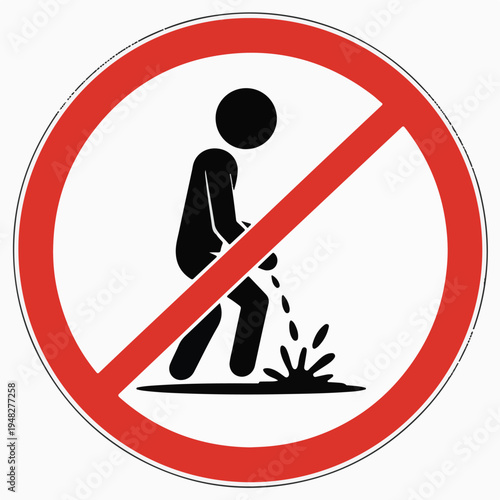 No urinating prohibition sign with pictogram forbidden restricted