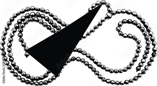 Party horn with bead necklace decoration, festive celebration accessory symbol for carnival, birthday and festival event, flat vector illustration