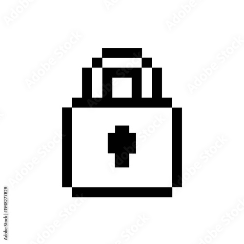 Pixelated Padlock Icon Representing Digital Security and Access Control in a Retro Gaming Style Graphic for Data Protection and Confidentiality
