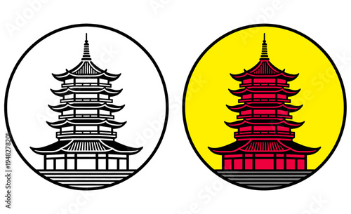 vector illustration of buddhist temple
