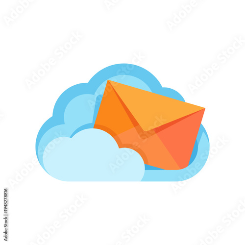 This sleek illustration depicts a cloud with an open envelope, symbolizing digital communication and email services, showcasing the convenience of modern messaging in today's world.