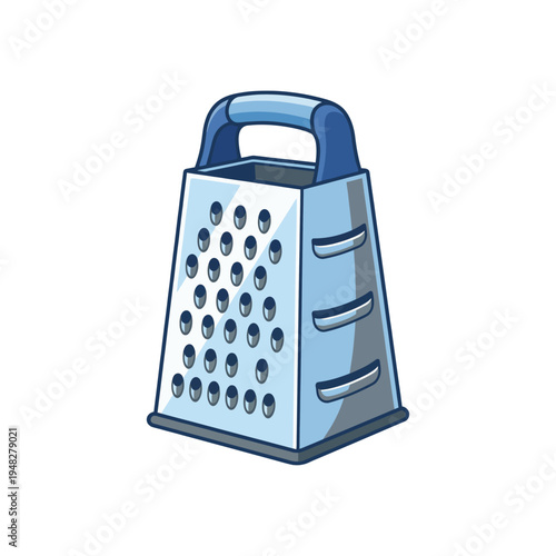 A sleek and modern blue grater, perfect for grating cheese and vegetables, showcasing an essential kitchen tool designed for culinary enthusiasts and home cooks.