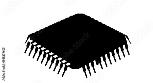 Silhouette of a Microchip - Essential Component in Modern Electronics.