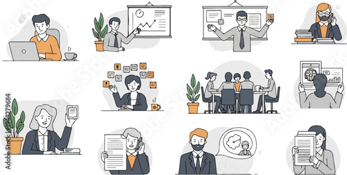 Collection of diverse individuals in professional and collaborative work settings