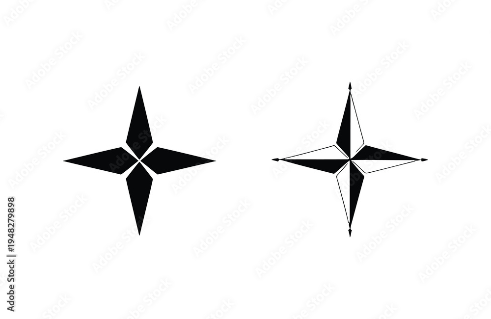 Fototapeta premium Compass rose starburst icons for navigation and direction with black and white with wind rose