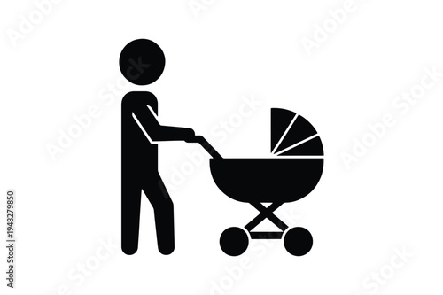 Person Pushing Baby Stroller Icon