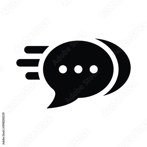 Black Speed Chat Bubble Messaging Vector Illustration for Fast Communication Customer Support and Instant Mobile App Notification Design editable scalable graphic symbol element talk