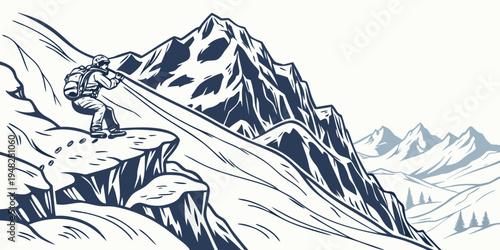 a mountain range with snow on the peaks Vector