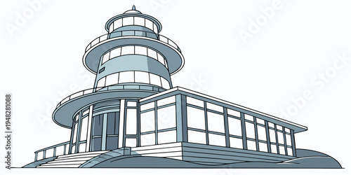 a large building with a tower on top Vector