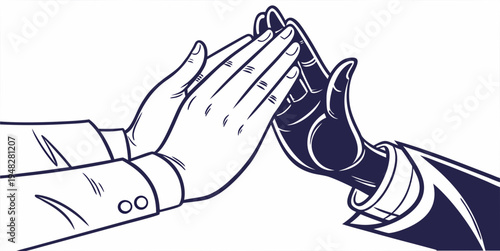 two hands reaching out to each other Vector