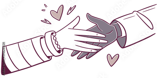 a handshake between two people with hearts Vector