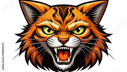 Angry cartoon cat head