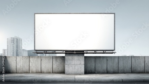 Wallpaper Mural Large Blank Billboard Mockup on Concrete Wall with Cityscape, Ideal for Outdoor Advertising and Marketing Campaigns Torontodigital.ca