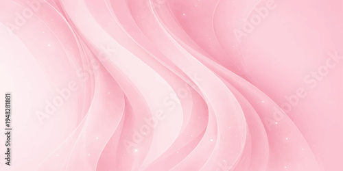 Soft pink abstract background featuring flowing silk waves and a satin fabric texture with elegant purple swirls and light curves in a professional vector illustration design