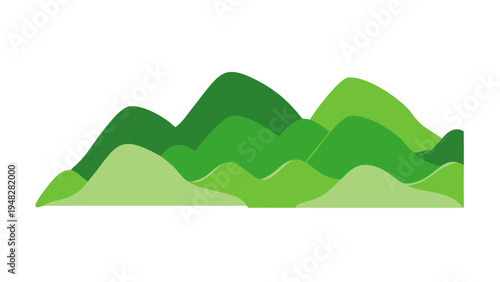 a green mountain range with multiple hills Vector