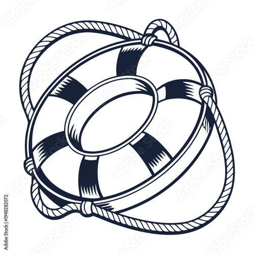 a life preserver with a rope wrapped around it Vector