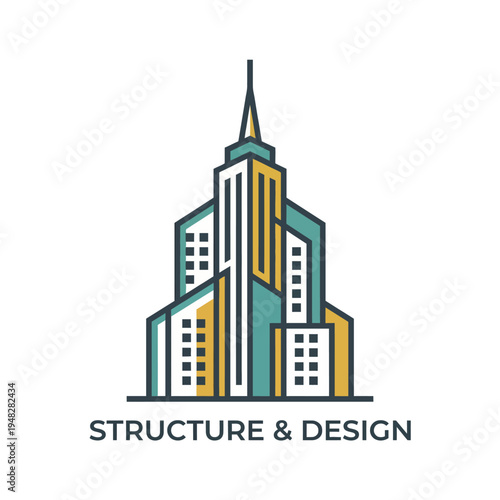 An artistic representation of a contemporary high-rise building, showcasing integrated design and structure, reflecting innovation and urban lifestyle in architecture.