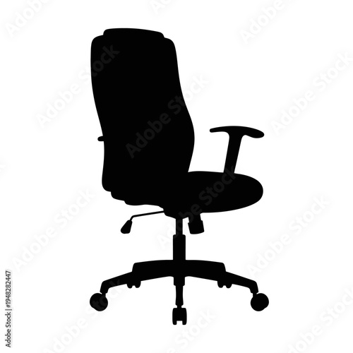 Silhouette of Ergonomic Office Chair with Adjustable Armrests and Lumbar Support.