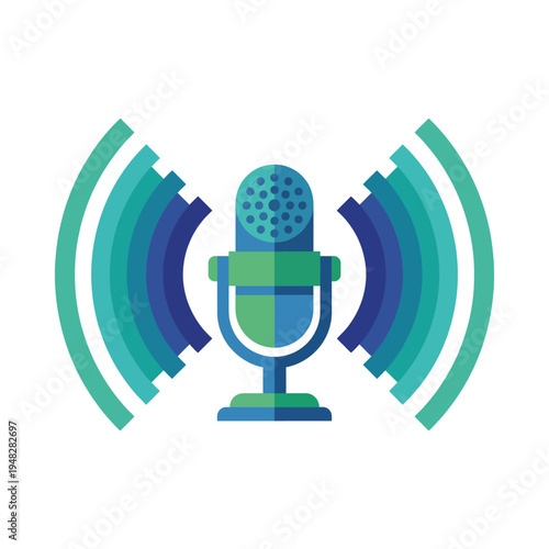 This image showcases a modern microphone with sound waves radiating around it, symbolizing the power of voice and sound in communication, music, and media production.