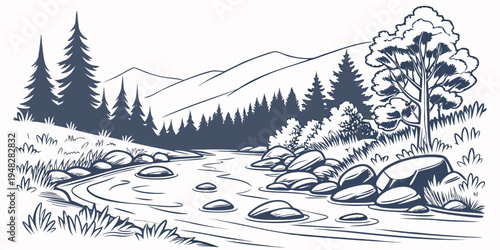 a serene winter landscape with snow covered mountains and trees Vector