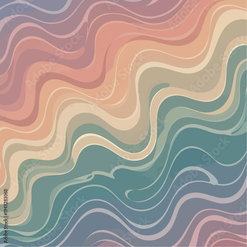 Abstract flowing wave pattern background in pastel colors with gentle gradient and soft lines