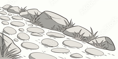 a pile of rocks and stones on a rocky surface Vector