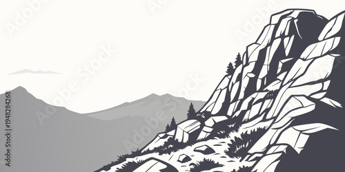 a large mountain with snow on it Vector