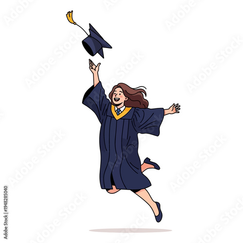 A young woman celebrating her graduation.