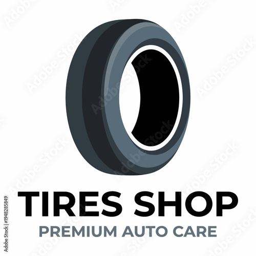 This is a logo for a tire shop featuring a detailed and realistic depiction of a tire, emphasizing premium auto care and the importance of vehicle maintenance.