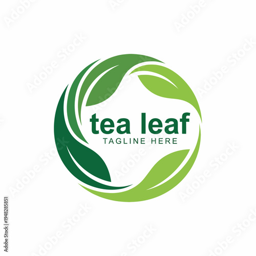 This image presents a circular logo featuring tea leaves, capturing the essence of freshness and nature, perfect for a brand focused on tranquility and well-being.