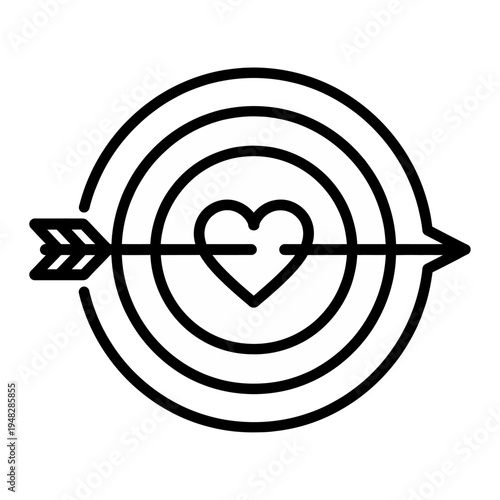 Vector of an arrow hitting a heart at the center of a target