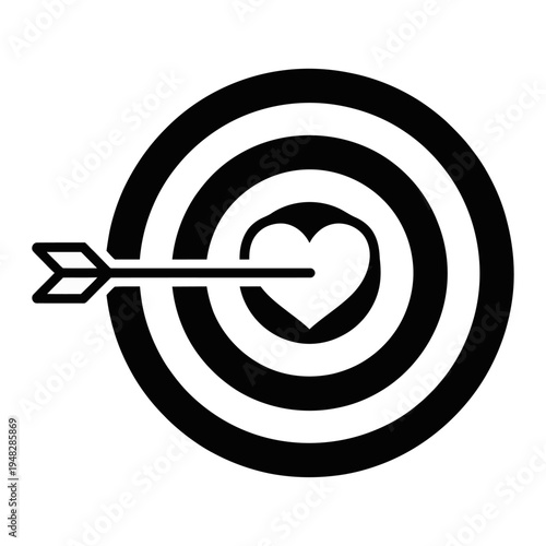 Vector target with arrow hitting heart center