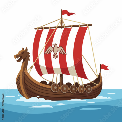 This artistic illustration of a Viking ship captures the adventurous spirit of exploration and maritime history, showcasing its iconic design and adventurous journey.