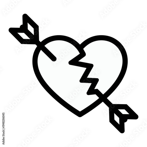 Vector of a broken heart pierced by an arrow