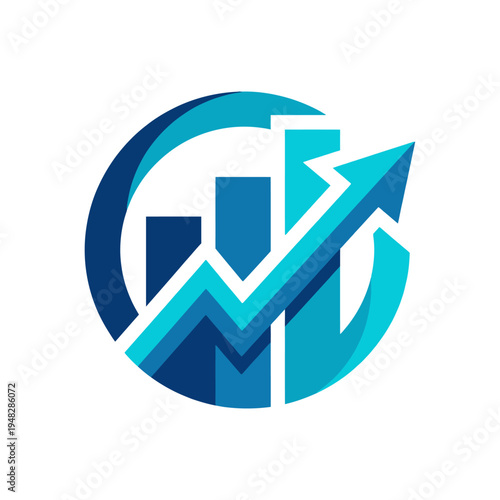 This sleek graphic representation showcases growth statistical data with an upward arrow, symbolizing financial success, progress, and economic development in a modern setting.