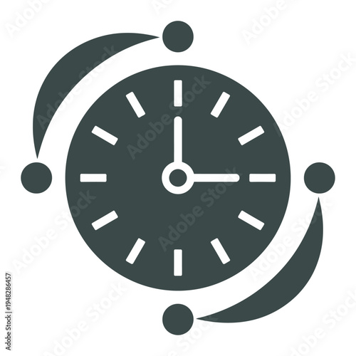 Vector of a clock face with orbiting dots