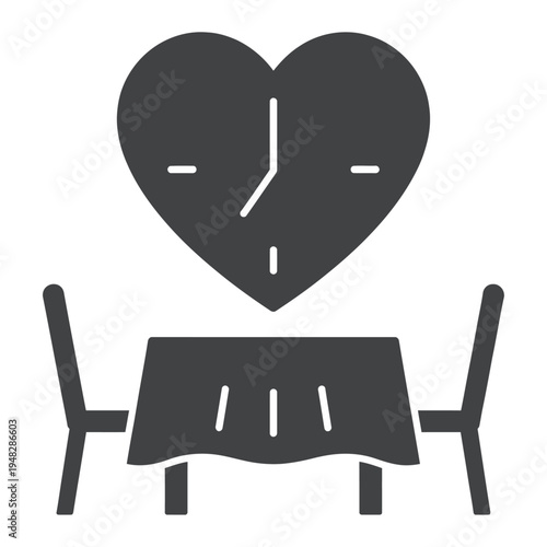 Vector of a heart-shaped clock above a dining table
