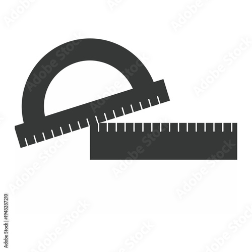 Vector icon of protractor and ruler for measurement
