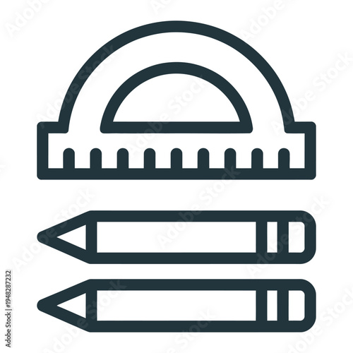 Vector of a protractor and two pencils
