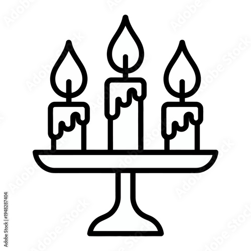 Vector of three lit candles on a stand
