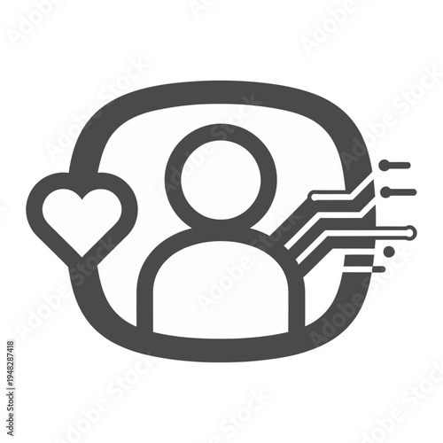 Vector icon showing a figure holding a heart and wifi signals