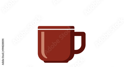 A steaming hot brown coffee mug on a plain white background