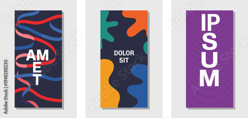 Abstract Book Cover Template Set – Modern Poster, Brochure, Magazine, Creative Layout, Colorful Geometric Design Collection