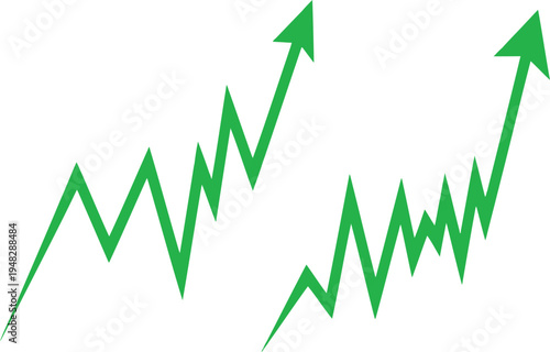 Green upward trending line graph illustrating financial growth and positive market performance Vector