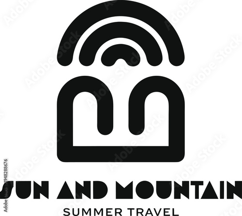 Simple Sun And Mountain Icon