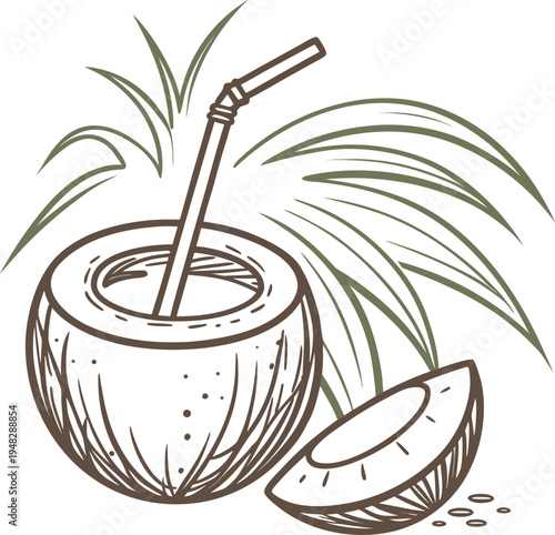 Coconut Drink with Straw