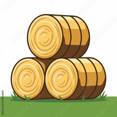 An image showcasing three neatly stacked hay bales, representing the agricultural industry, farming traditions, and the relationship between humans and nature in food production.