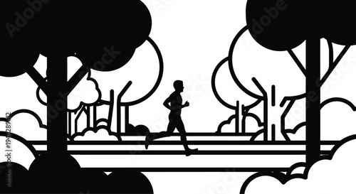 silhouette runner jogging outdoors